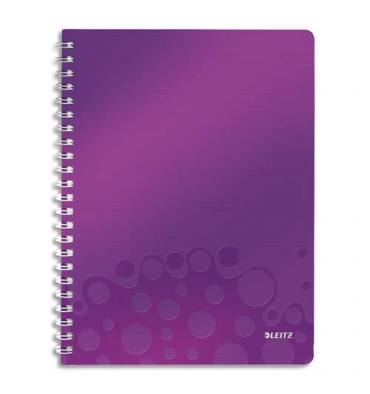 LEITZ Cahier WOW spirales 160 pages détachables 80g A4 5x5. Couverture en polypropylène violet