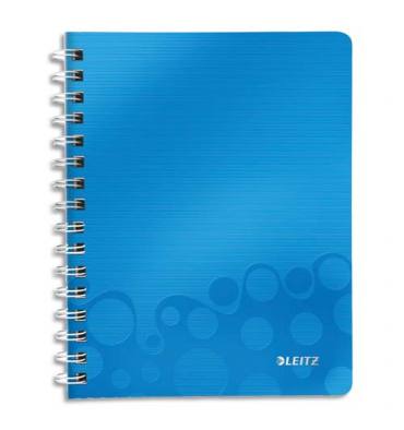 LEITZ Cahier WOW spirales 160 pages détachables 80g A5 5x5. Couverture polypropylène bleu