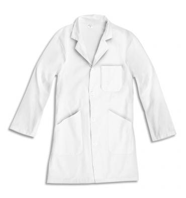 JPC Blouse à manches longues en tissu 100% Coton 3 poches, Taille XS blanche