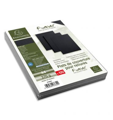 EXACOMPTA Paquet 100 plat de couverture A4 FOREVER, grain cuir 270g, coloris noir