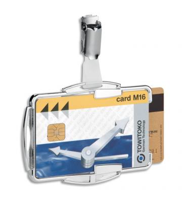 DURABLE Boîte de 10 Portes-cartes Anti RFIB Duo transparent, rigide, clip métallique L8,7 x H5,4 cm