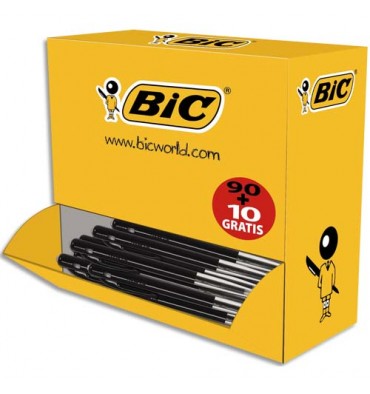 BIC Pack 90 stylos bille M10 noir + 10 offerts. Pointe moyenne