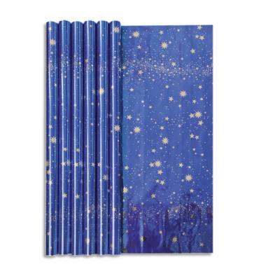 CLAIREFONTAINE Rouleau papier cadeau CIEL ETOILE 60g. Dimensions 1,5 x 0,70m. Coloris bleu métal
