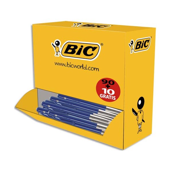 BIC Pack 90 stylos bille M10 bleu + 10 offerts. Pointe moyenne