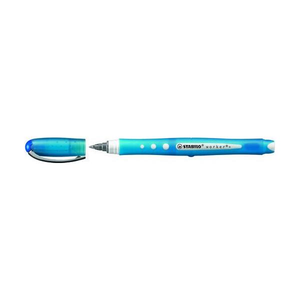 STABILO Roller Worker Colorful bleu, grip intégral, encre liquide, pointe moyenne 0,5 mm