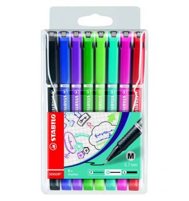 STABILO Pochette de 8 stylos feutre pointe moyenne 0,7 mm SENSOR coloris  assortis