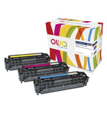 OWA Pack de 3 toners compatibles couleur HP CE411A/413A/412A (CF370AM)