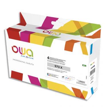 OWA Pack 4 cartouches couleurs et noir, compatibles Hp 973X