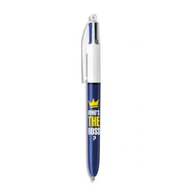 BIC Stylo bille 4 couleurs MESSAGE. Pointe moyenne