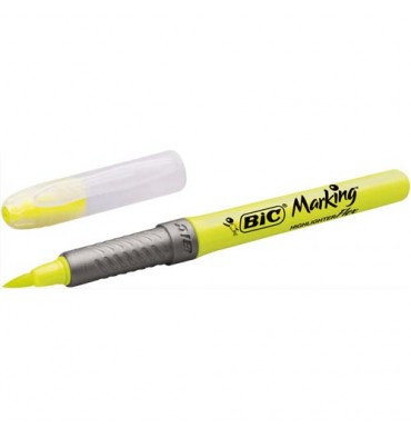 BIC Surligneur Flex jaune pointe pinceau. Largeur de trait 1 à 4,3 mm