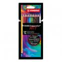 STABILO Etui carton 12 Crayons de couleur aquarellables Aquacolor ARTY, mine solide 2,8 mm, assortis