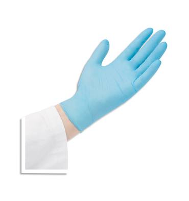 Boîte 100 gants ambidextres en nitrile non poudrés, hypoallergéniques, contact alimentaire, Taille 8 Bleu