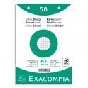 EXACOMPTA Sachet de 50 fiches bristol (sous-film) perforées 148x210mm (A5) quadrillées 5x5 Blanc