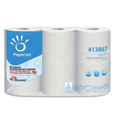 PAPERNET Paquet de 6 rouleaux de Papier toilette en rouleau 2 plis pure cellulose  L 22 m blanc
