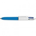 BIC Mini stylo à bille 4 COULEURS pointe moyenne rétractable et corps bleu