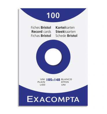 EXACOMPTA Etui de 100 fiches bristol non perforées 105x148mm (A6) unies Blanc