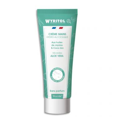 WYRITOL Crème Hydro-alcoolique et hydratante 75ml pour la désinfection des mains Aloe Véra sans parfum