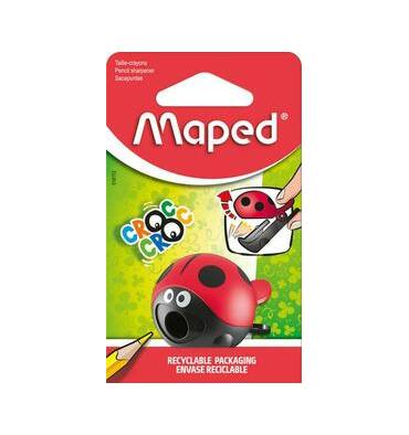 MAPED Blister taille-crayons CROC CROC EASY 1 usage avec pince. Design coccinelle ou baleine