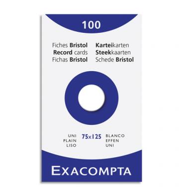 EXACOMPTA Etui de 100 fiches bristol non perforées 75x125mm (A7) unies Blanc