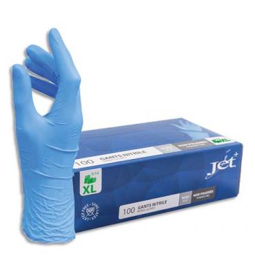 Boîte de 100 gants Nitrile non poudrés NITRILE Taille 10/XL. Coloris bleu