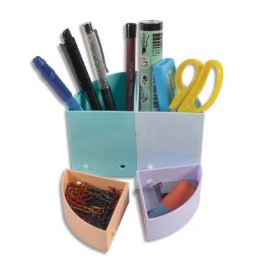 EXACOMPTA Pot crayons modulable 4 quartiers. Peuvent être combinés ensemble ou superposés. Coloris pastel