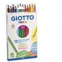 GIOTTO Etui de 12 crayons de couleur hexagonaux Méga assortis diamètre 5,5 mm