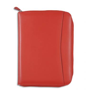 QUO VADIS Conférencier multifonctions Satiny en cuir de vachette satin 24x32cm. Coloris rouge