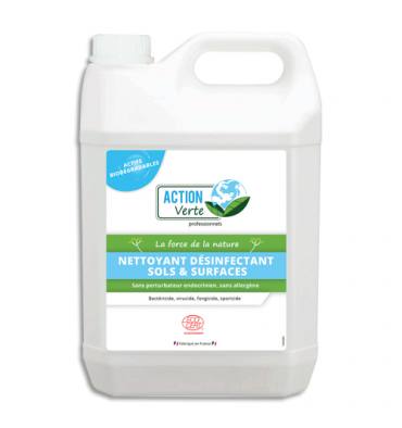 ACTION VERTE Bidon de 5L nettoyant désinfectant sols et surface Ecocert