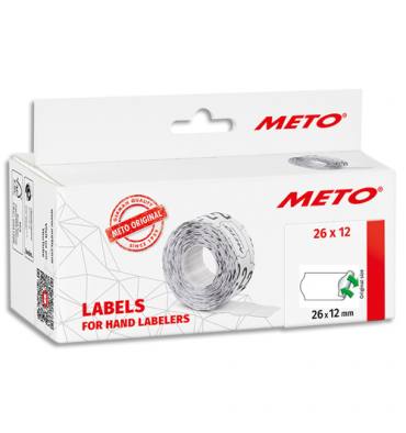 METO boite de 6 rouleaux étiquettes Meto 26x12mm blanches sinusoïdales adhésif amovible