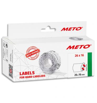 METO boite de 6 rouleaux étiquettes Meto 26x16mm blanches sinusoïdales adhésif permanent