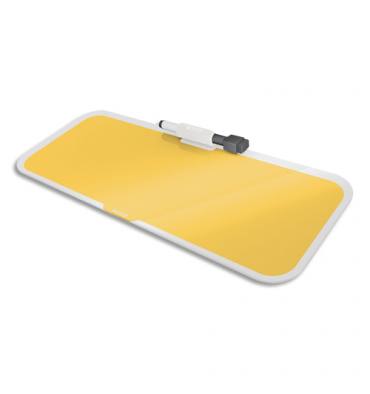 LEITZ Bloc-notes en verre COSY effaçable à sec. Porte marqueur intégré. Coloris jaune