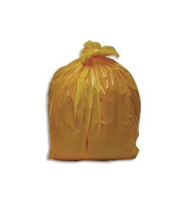 DIRECT FOURNITURES Boîte 250 sacs poubelles traditionnels 110 litres renforcés translucides jaune 70x110cm 32 microns NFE