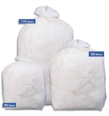 DIRECT FOURNITURES Boîte de 500 sacs poubelles traditionnels 20 litres renforcés Blanc 45x50cm 18 microns NFE