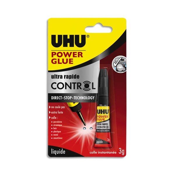 UHU Power Glue Control, Tube de colle liquide de 3 g