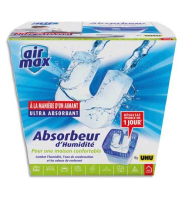 UHU Absorbeur d'humidité AIRMAX 450G pour une pièce d'environ 45 m² et absorbent environ 0,5 litre d'eau
