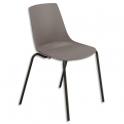 DIRECT FOURNITURES Lot de 4 chaises Cléo polyvalentes coque en polypropylène anthracite, 4 pieds noirs en métal