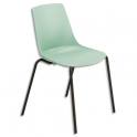 DIRECT FOURNITURES Lot de 4 chaises Cléo polyvalentes coque en polypropylène orange, 4 pieds noirs en métal