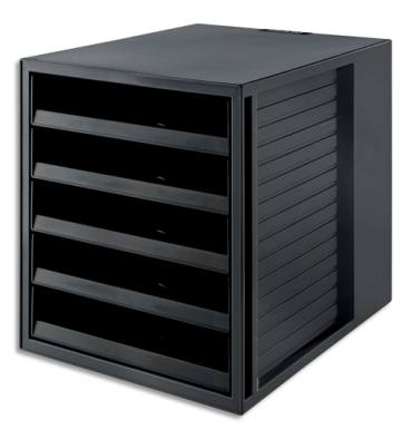 HAN Module de classement 5 tiroirs ouverts. Jusqu'au format A4+. Dim (lxhxp): 27,5x32x33 cm. Coloris noir