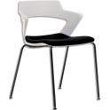 DIRECT FOURNITURES Lot de 3 chaises Ysa polyvalentes coque en polypropylène blanc, assises en tissu noir, 4 pieds métal noir