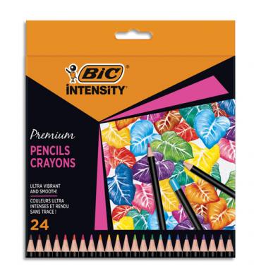 BIC Etui de 24 crayons de couleur Intensity premium. Bois FSC. Couleurs assorties.