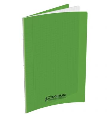 CONQUERANT C9 Cahier piqûre 24x32cm 140 pages 90g grands carreaux Seyès. Couverture polypropylène Vert