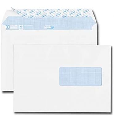 GPV Boîte de 500 enveloppes C5 162 x 229 mm blanches auto-adhésives 90g fenêtre 45 x 100 mm