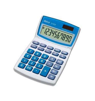 IBICO Calculatrice de bureau à 10 chiffres 210X, coloris gris et bleu