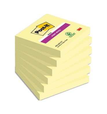 POST-IT Lots de 6 blocs Notes Super Sticky POST-IT® jaunes 90 feuilles 76 x 76 mm