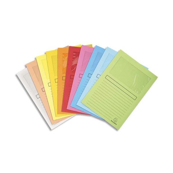 EXACOMPTA Paquet de 10 pochettes-coins SUPER en carte 160 g avec fenêtre, coloris assortis
