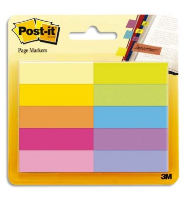 POST-IT 50 Marque-pages Papier Post-it®. 10 couleurs, 12,7 x 44,4 mm