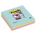 POST IT Lot de 3 blocs notes Super Sticky Post-it® Grands Formats lignées MIAMI 10,1 x 10,1 cm, 70 feuilles