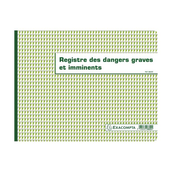 EXACOMPTA Registre dangers graves et imminents format 24 x 32 cm, piqûre 20 pages foliotées 6622E