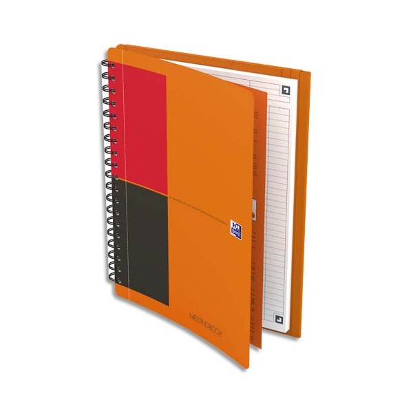 OXFORD Cahier MEETINGBOOK INCONNECT orange spirale 160 pages perforées 80g lignées 6 mm, 17,6 x 25 cm (B5)
