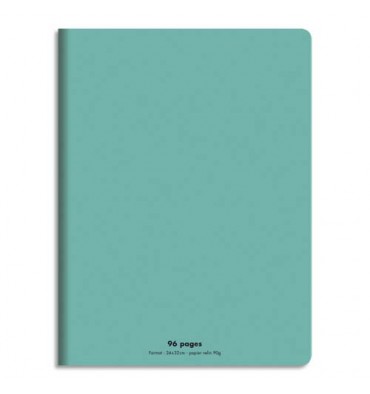 NEUTRE Cahier piqûre 96 pages Seyès 24 x 32 cm. Couverture polypro turquoise